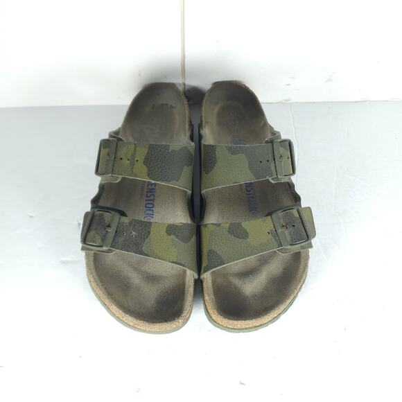BIRKENSTOCK Women Arizona EU40 US9 Camo Green Birko-Flor SoftFB Slide Sandals - Picture 4 of 16